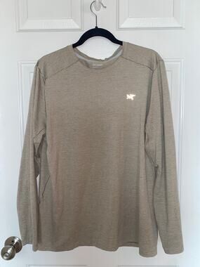 Arcteryx Cormac Crew Neck L/S  Shirt Outdoor Taupe Microstripe Size Large men